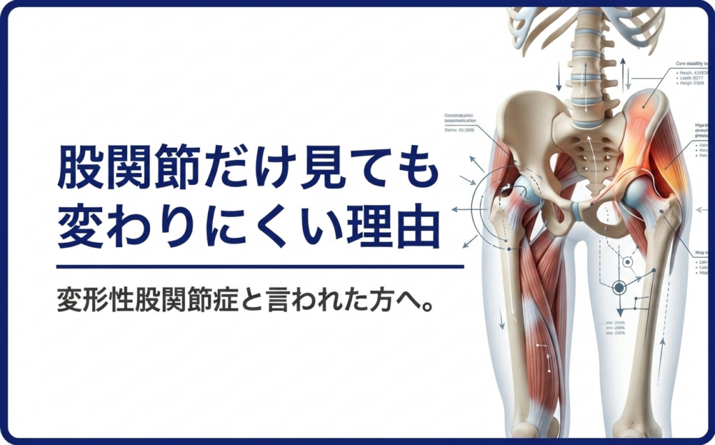 変形性股関節症といわれた方へ。股関節だけ見ても変わりにくい理由