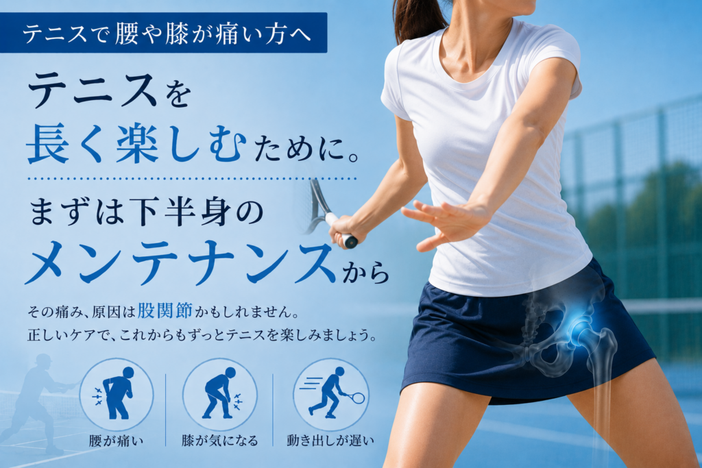 テニスで腰や膝が痛い方へ｜長く楽しむためにまずは股関節のメンテナンスから
